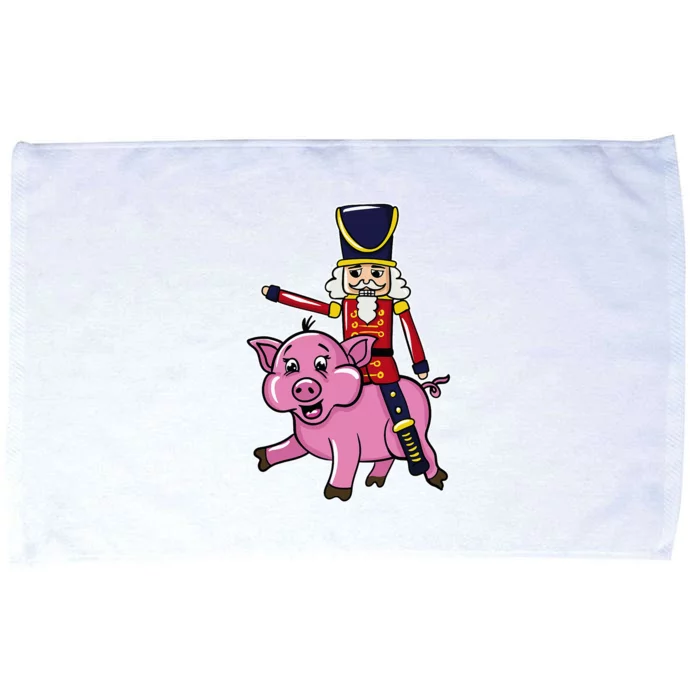 Funny Nutcracker Doll Riding Pig Lover Microfiber Hand Towel