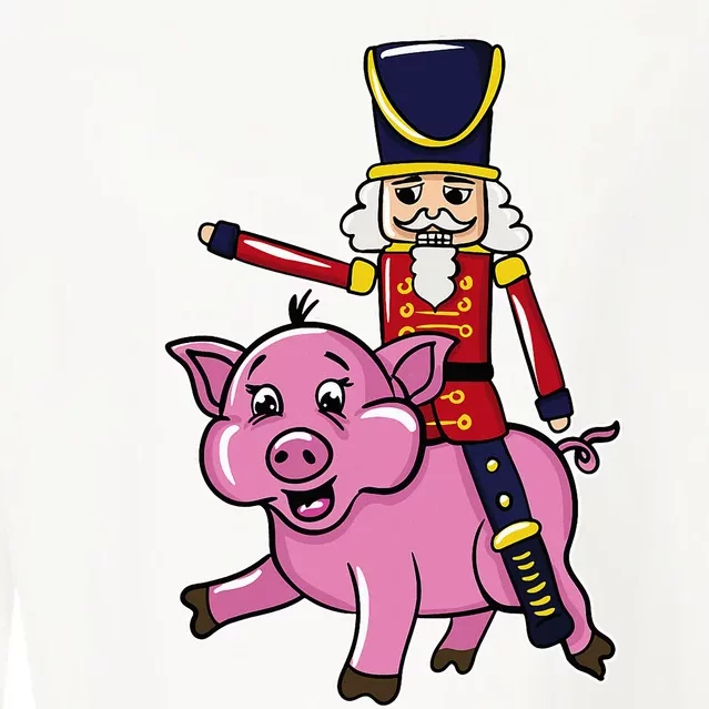 Funny Nutcracker Doll Riding Pig Lover Cropped Pullover Crew