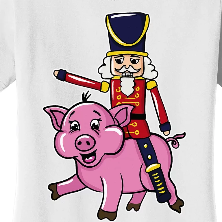 Funny Nutcracker Doll Riding Pig Lover Women's T-Shirt