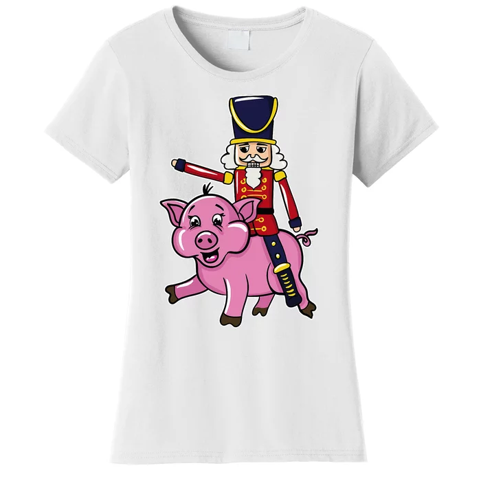 Funny Nutcracker Doll Riding Pig Lover Women's T-Shirt