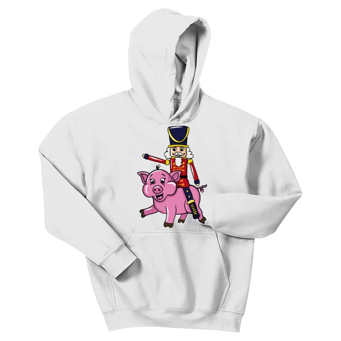 Funny Nutcracker Doll Riding Pig Lover Kids Hoodie