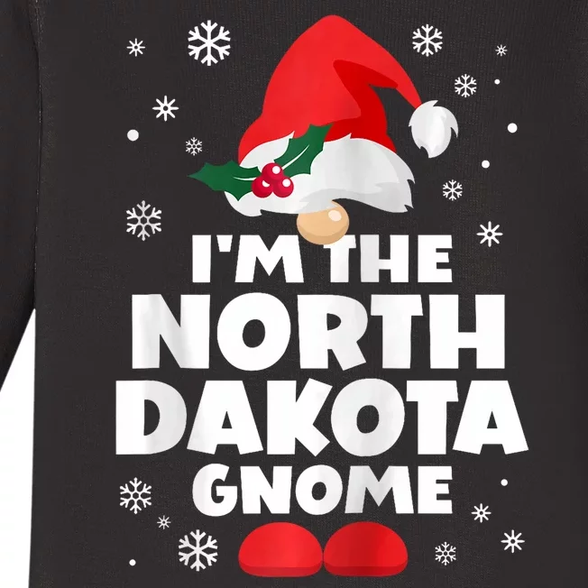 Funny North Dakota Gnome Family Matching Group Christmas Baby Long Sleeve Bodysuit