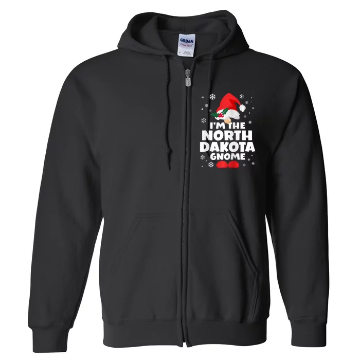 Funny North Dakota Gnome Family Matching Group Christmas Full Zip Hoodie