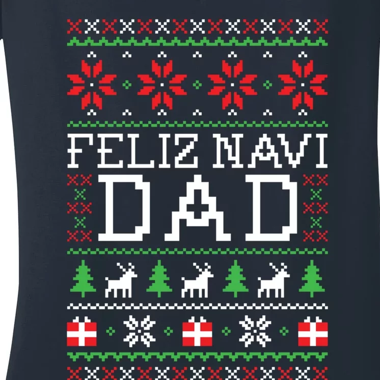 Feliz Navi Dad Ugly Christmas Sweatshirt Women's V-Neck T-Shirt