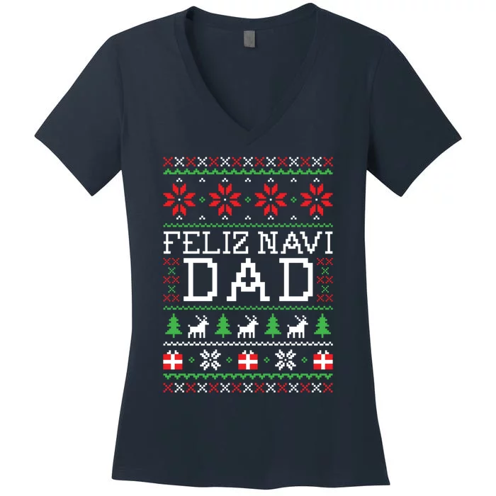 Feliz Navi Dad Ugly Christmas Sweatshirt Women's V-Neck T-Shirt