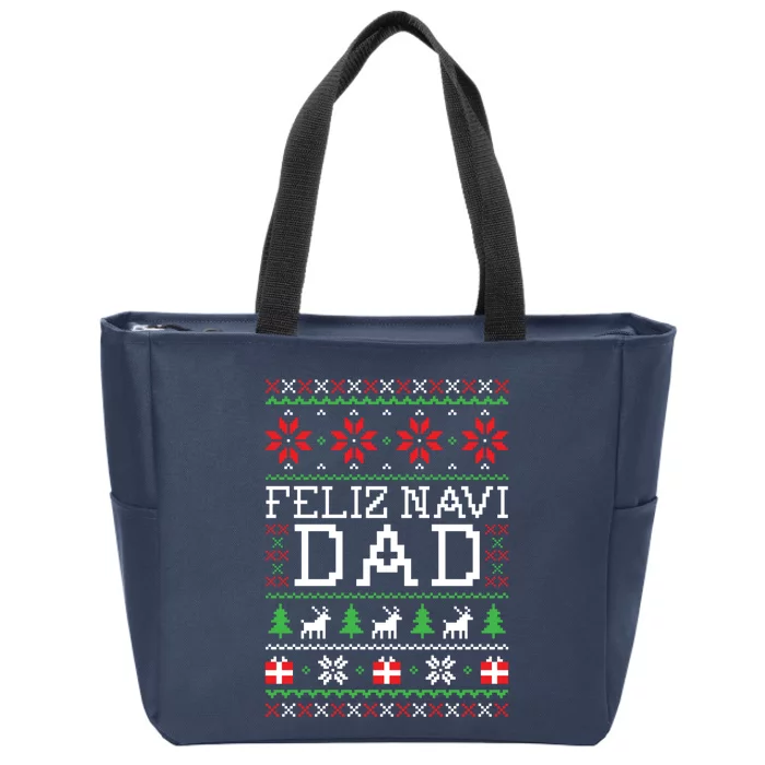 Feliz Navi Dad Ugly Christmas Sweatshirt Zip Tote Bag