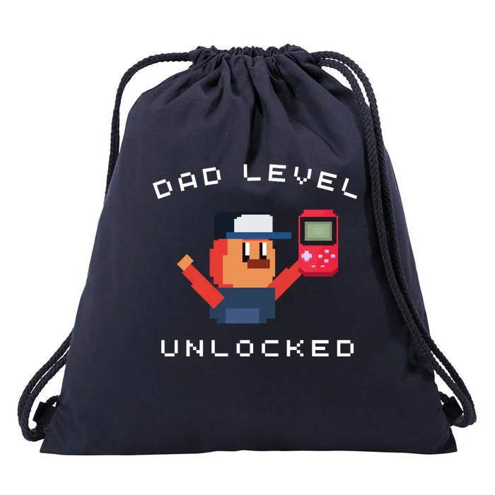 Funny New Dad Level Unlocked Day Tees Gaming Drawstring Bag