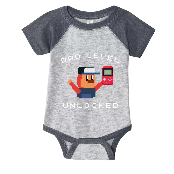 Funny New Dad Level Unlocked Day Tees Gaming Infant Baby Jersey Bodysuit