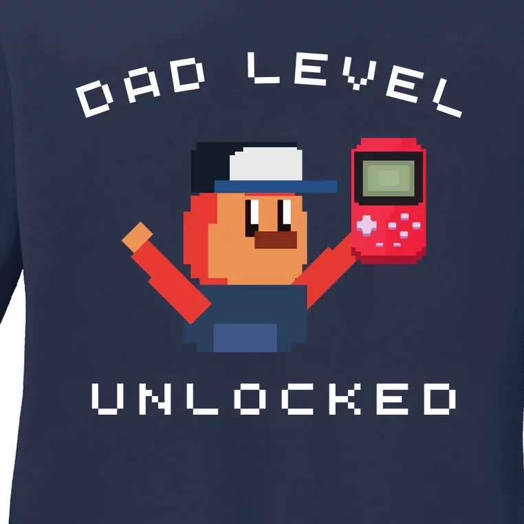 Funny New Dad Level Unlocked Day Tees Gaming Ladies Long Sleeve Shirt