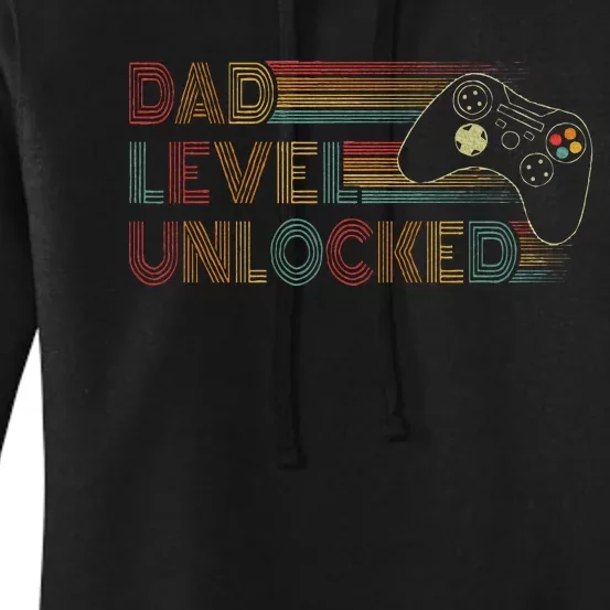 Funny New Dad Dad Level Unlocked Gaming Gamer Dad Women's Pullover Hoodie