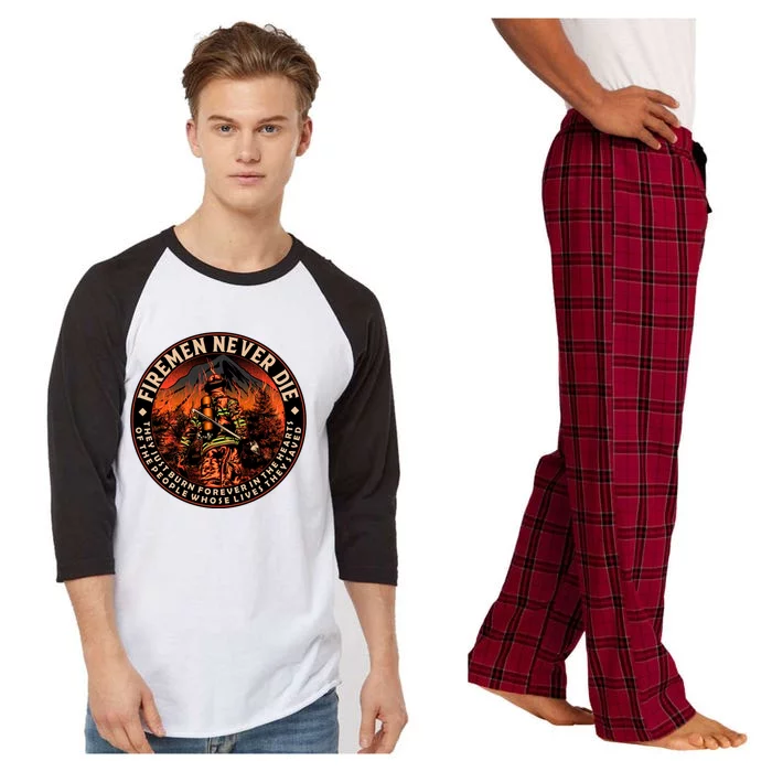 FIREMAN NEVER DIE QUOTES ILLUSTRATION Raglan Sleeve Pajama Set