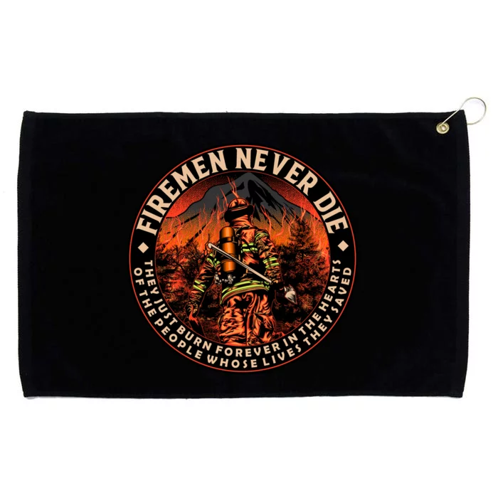 FIREMAN NEVER DIE QUOTES ILLUSTRATION Grommeted Golf Towel