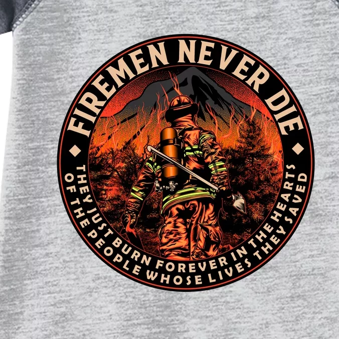 FIREMAN NEVER DIE QUOTES ILLUSTRATION Infant Baby Jersey Bodysuit