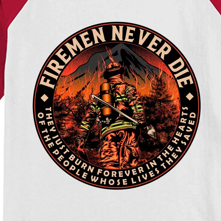 FIREMAN NEVER DIE QUOTES ILLUSTRATION Kids Colorblock Raglan Jersey