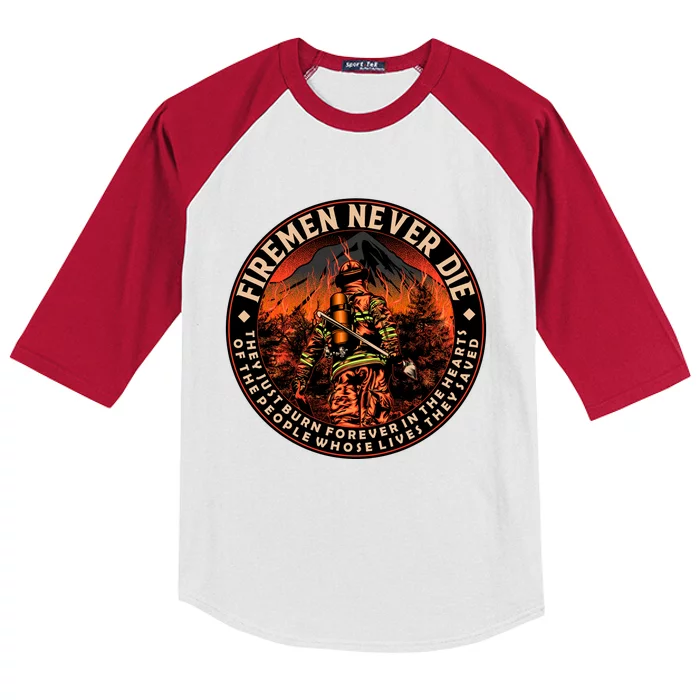 FIREMAN NEVER DIE QUOTES ILLUSTRATION Kids Colorblock Raglan Jersey