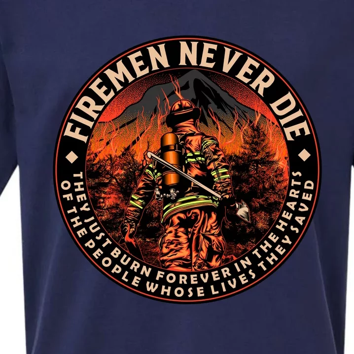 FIREMAN NEVER DIE QUOTES ILLUSTRATION Sueded Cloud Jersey T-Shirt