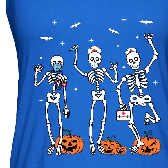 Funny Nurse Dancing Skeleton Halloween Healthcare Nursing Cool Gift Ladies Essential Flowy Tank