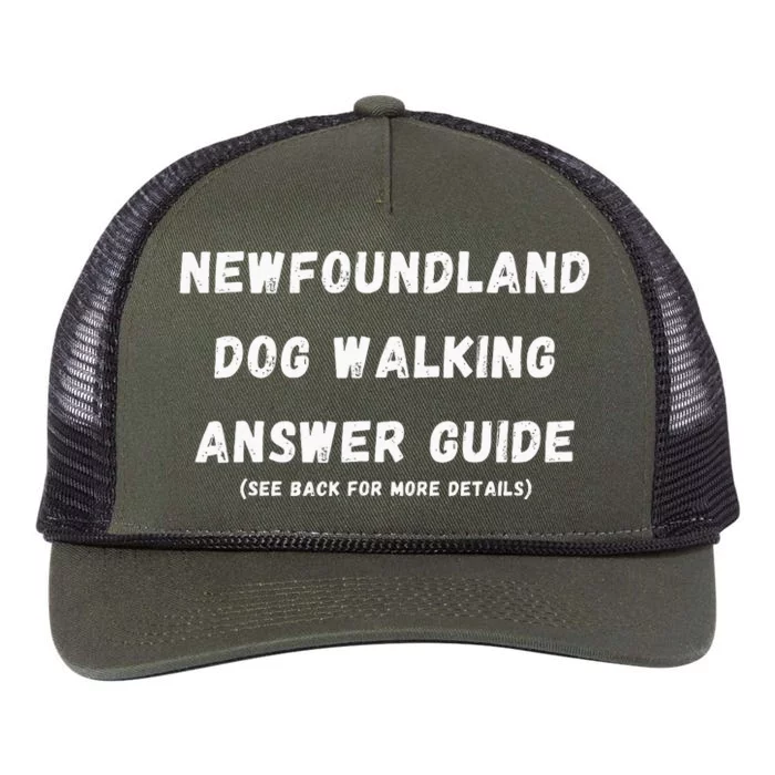 Funny Newfoundland Dog Walking Answer Guide Retro Rope Trucker Hat Cap