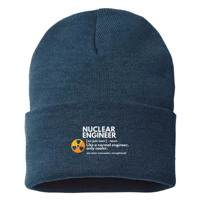 Funny Nuclear Engineer Definition Engineering Gift Sustainable Knit Beanie