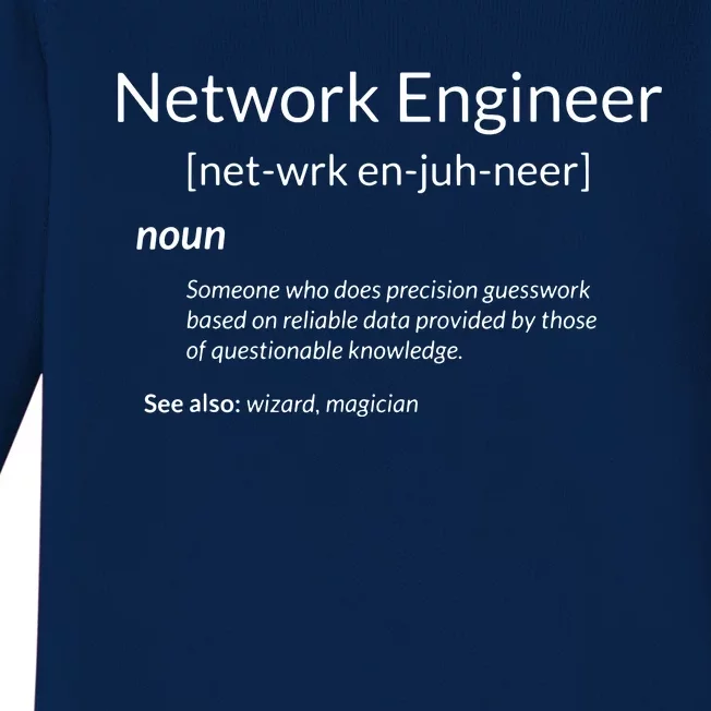 Funny Network Engineering Network Engineer Definition Baby Long Sleeve Bodysuit