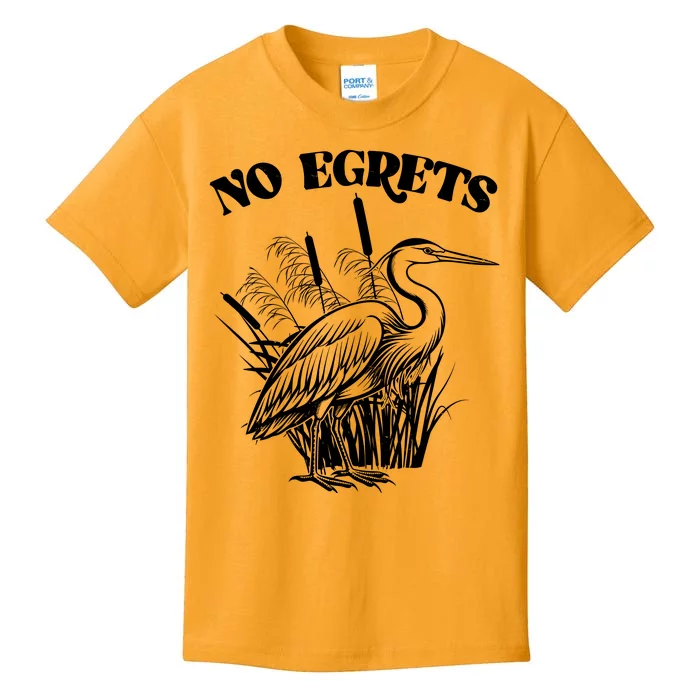 Funny No Egrets No Regrets Bird Pun Kids T-Shirt