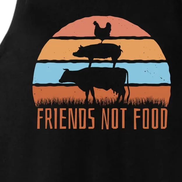 Friends Not Food Animal Lover Vegan Ladies Tri-Blend Wicking Tank