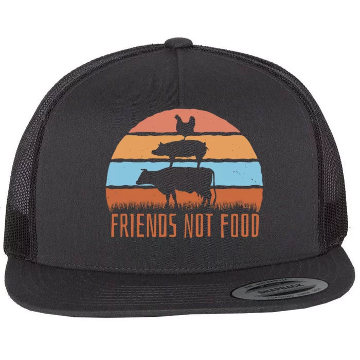 Friends Not Food Animal Lover Vegan Flat Bill Trucker Hat