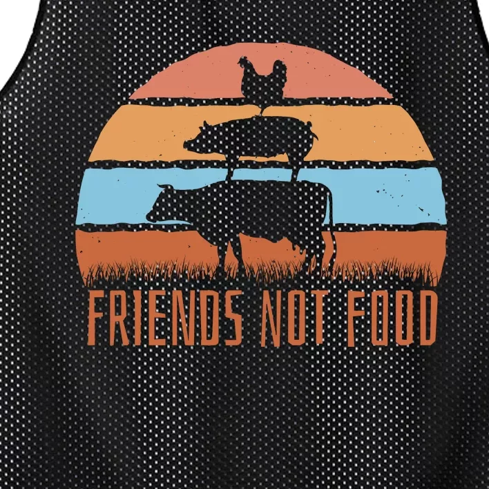 Friends Not Food Animal Lover Vegan Mesh Reversible Basketball Jersey Tank