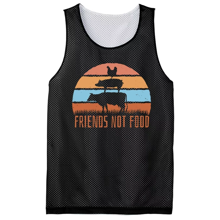 Friends Not Food Animal Lover Vegan Mesh Reversible Basketball Jersey Tank