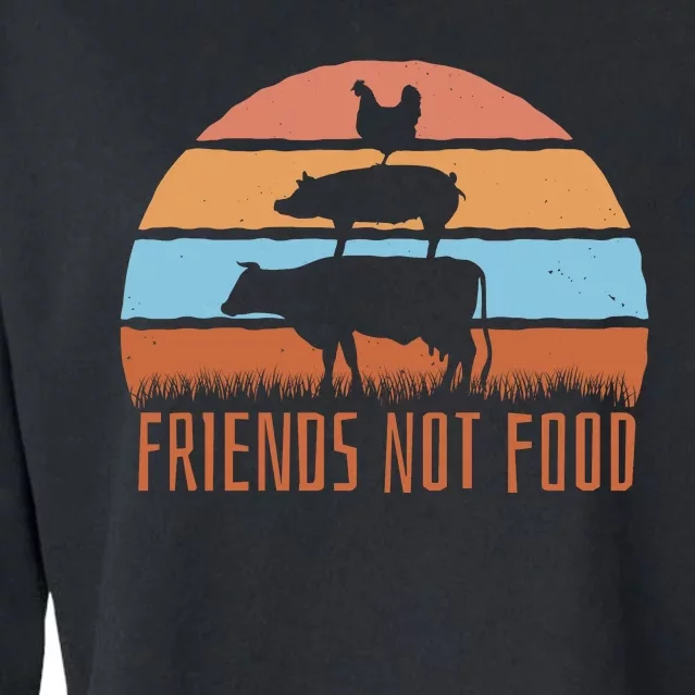 Friends Not Food Animal Lover Vegan Cropped Pullover Crew