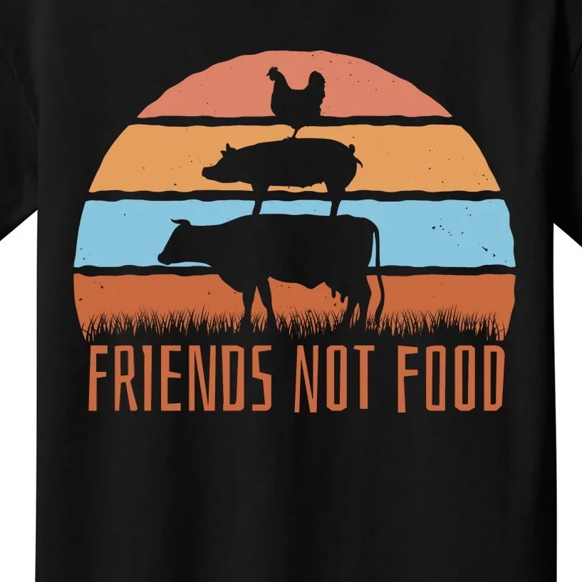 Friends Not Food Animal Lover Vegan Kids T-Shirt