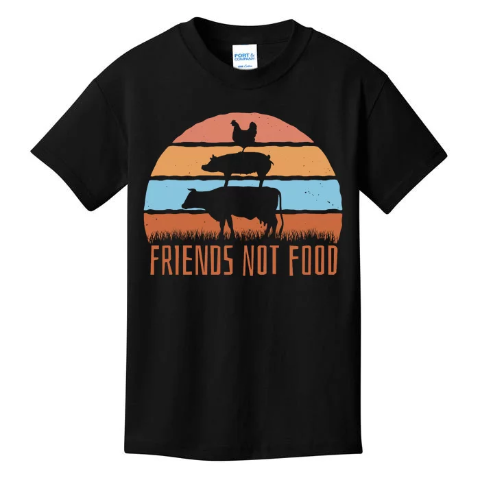 Friends Not Food Animal Lover Vegan Kids T-Shirt