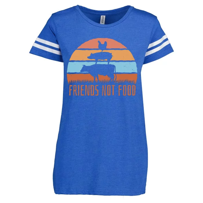 Friends Not Food Animal Lover Vegan Enza Ladies Jersey Football T-Shirt