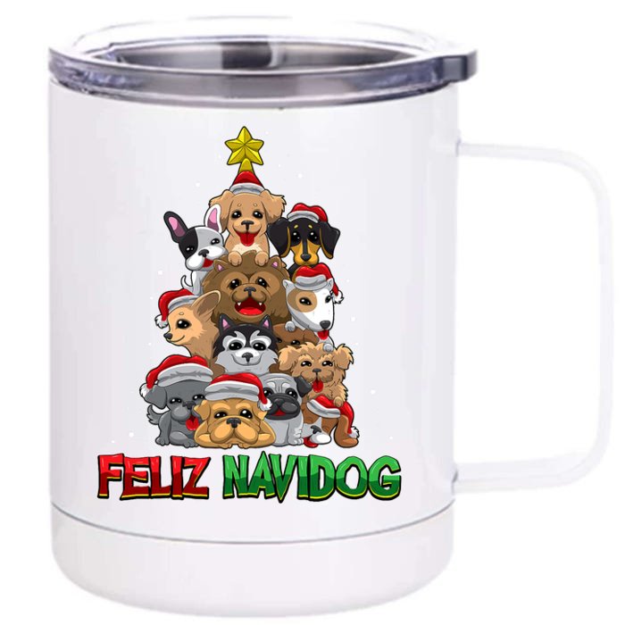 Feliz Navidog Feliz Navidad Christmas For Dog Lovers Front & Back 12oz Stainless Steel Tumbler Cup