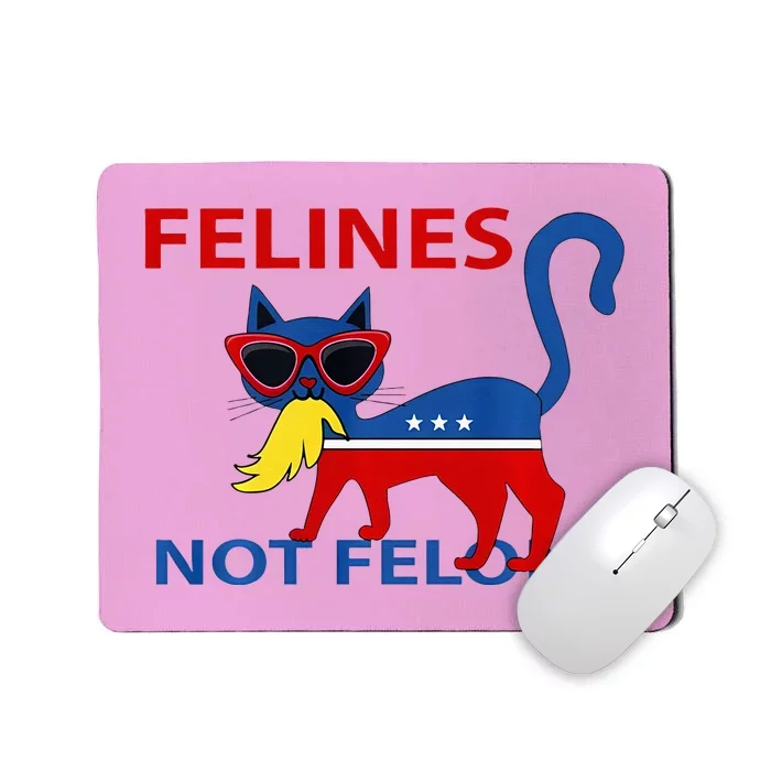 Felines Not Felons Kamala Cat Lady With Trump Hair Long Sleeve Mousepad