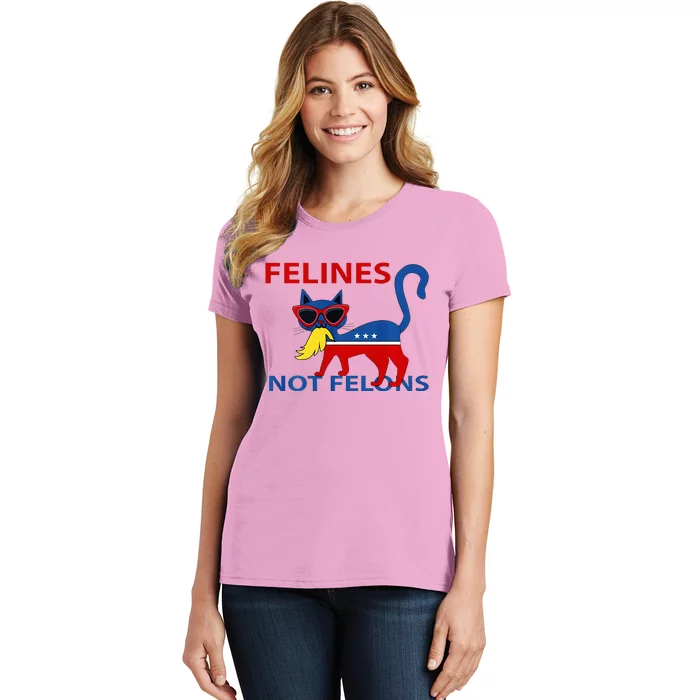 Felines Not Felons Kamala Cat Lady With Trump Hair Long Sleeve Women's T-Shirt