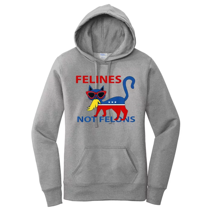 Felines Not Felons Kamala Cat Lady With Trump Hair Long Sleeve Women's Pullover Hoodie