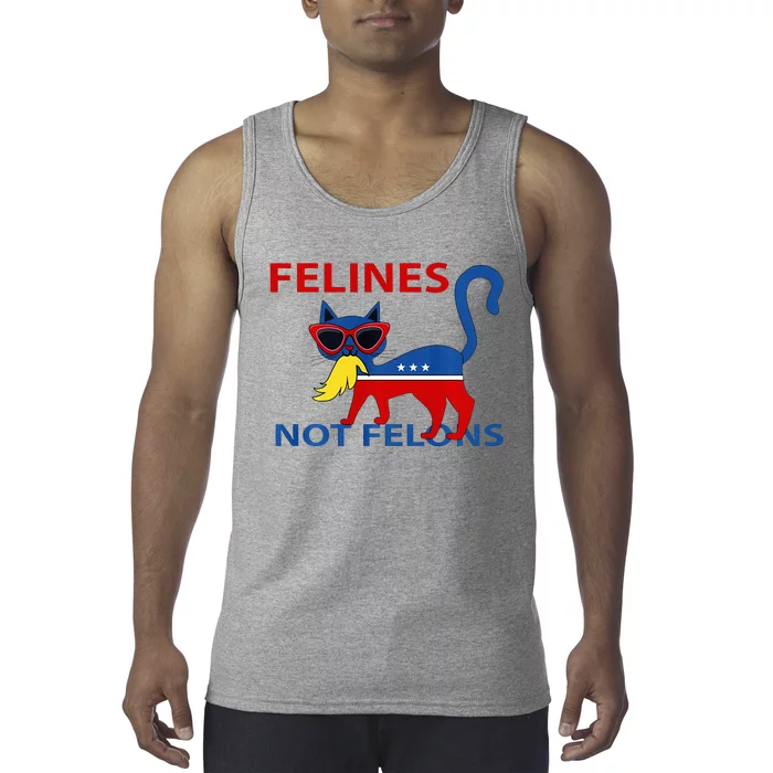 Felines Not Felons Kamala Cat Lady With Trump Hair Long Sleeve Tank Top