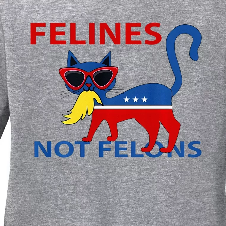 Felines Not Felons Kamala Cat Lady With Trump Hair Long Sleeve Ladies Long Sleeve Shirt