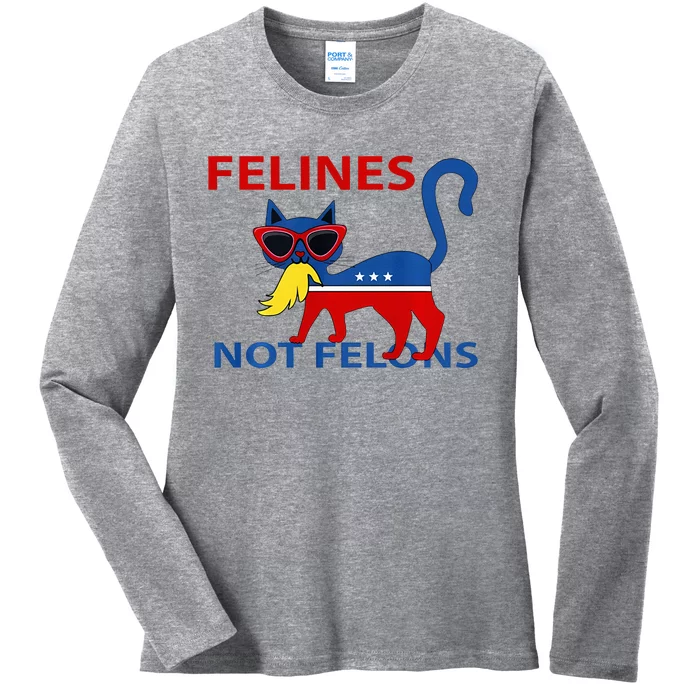 Felines Not Felons Kamala Cat Lady With Trump Hair Long Sleeve Ladies Long Sleeve Shirt