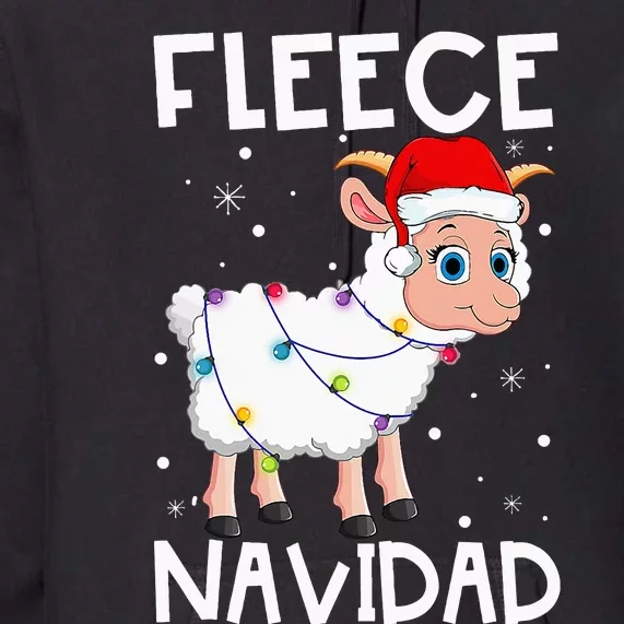 Fleece Navidad Funny Christmas Sheep Feliz Xmas Lights Premium Hoodie