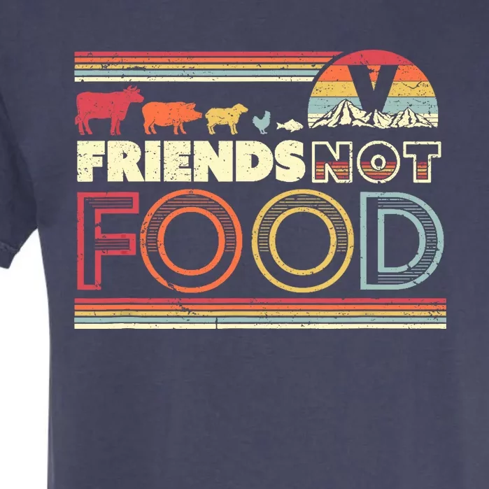 Friends Not Food. Retro Style Vegan Vegetarian Garment-Dyed Heavyweight T-Shirt