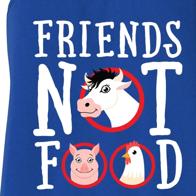 Friends Not Food Gift Vegan Animal Love Veganism Gift Women's Racerback Tank