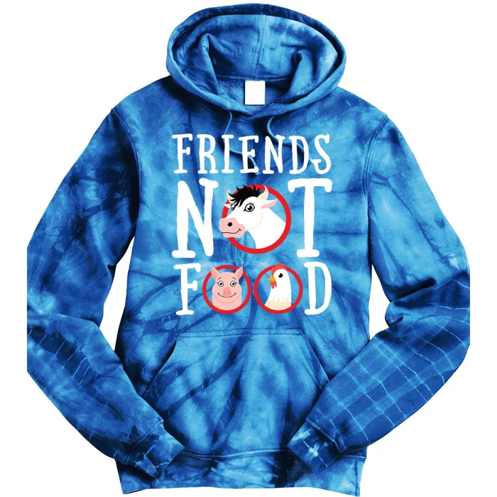 Friends Not Food Gift Vegan Animal Love Veganism Gift Tie Dye Hoodie