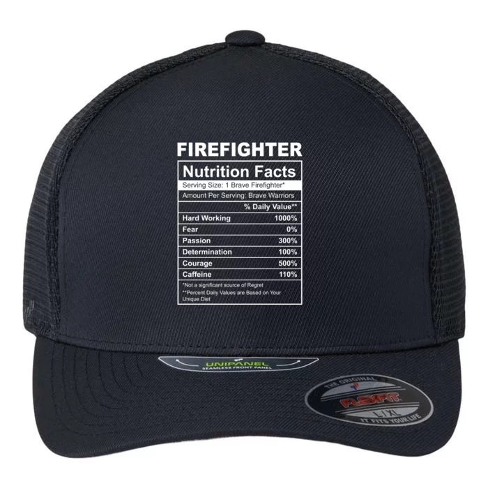 Firefighter Nutrition Facts Funny Flexfit Unipanel Trucker Cap