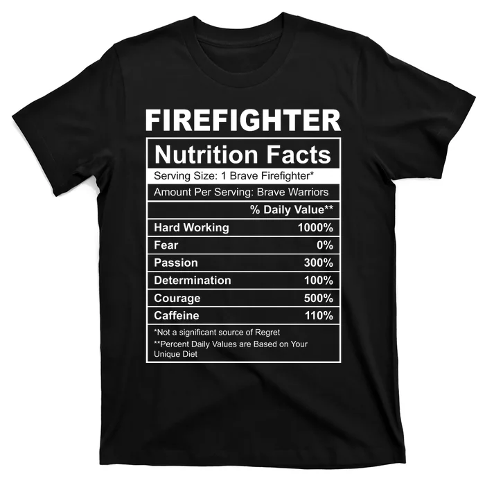 Firefighter Nutrition Facts Funny T-Shirt