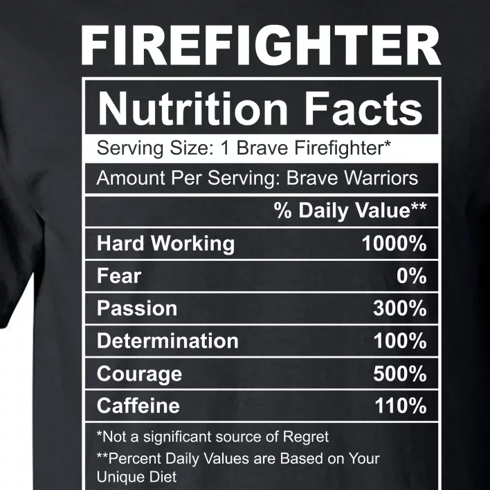 Firefighter Nutrition Facts Funny Tall T-Shirt