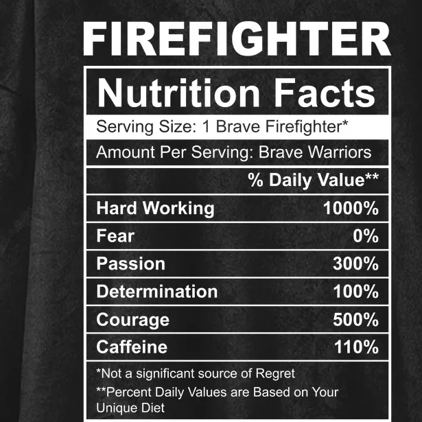 Firefighter Nutrition Facts Funny Hooded Wearable Blanket