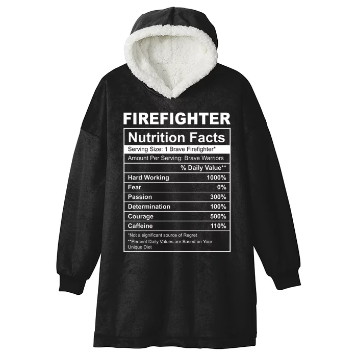 Firefighter Nutrition Facts Funny Hooded Wearable Blanket