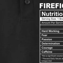 Firefighter Nutrition Facts Funny Dry Zone Grid Performance Polo